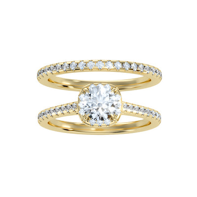 1.31 Carat Diamond 14K Yellow Gold Engagement Ring and Wedding Band - Fashion Strada