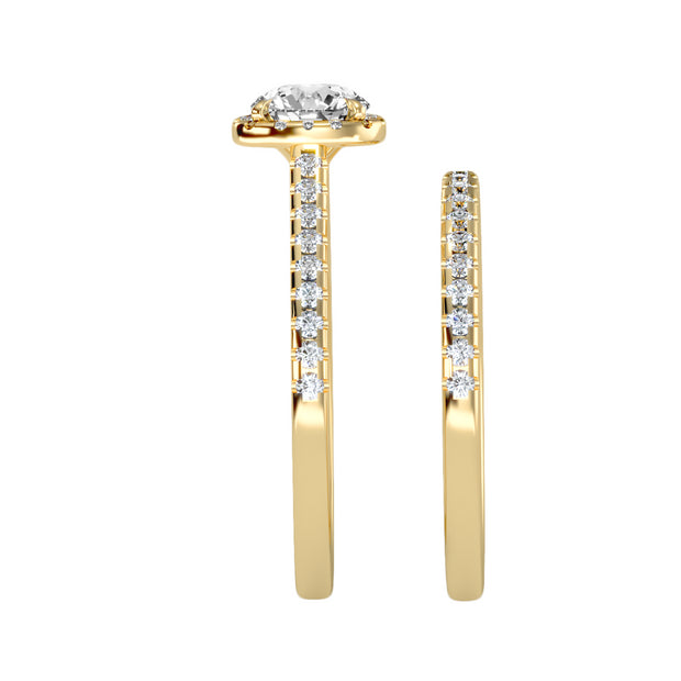 1.31 Carat Diamond 14K Yellow Gold Engagement Ring and Wedding Band - Fashion Strada
