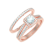 1.21 Carat Diamond 14K Rose Gold Engagement Ring and Wedding Band - Fashion Strada