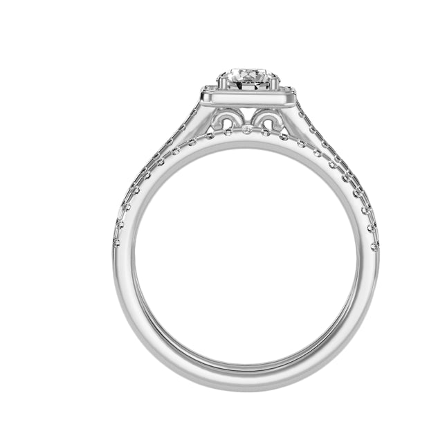 1.21 Carat Diamond 14K White Gold Engagement Ring and Wedding Band - Fashion Strada