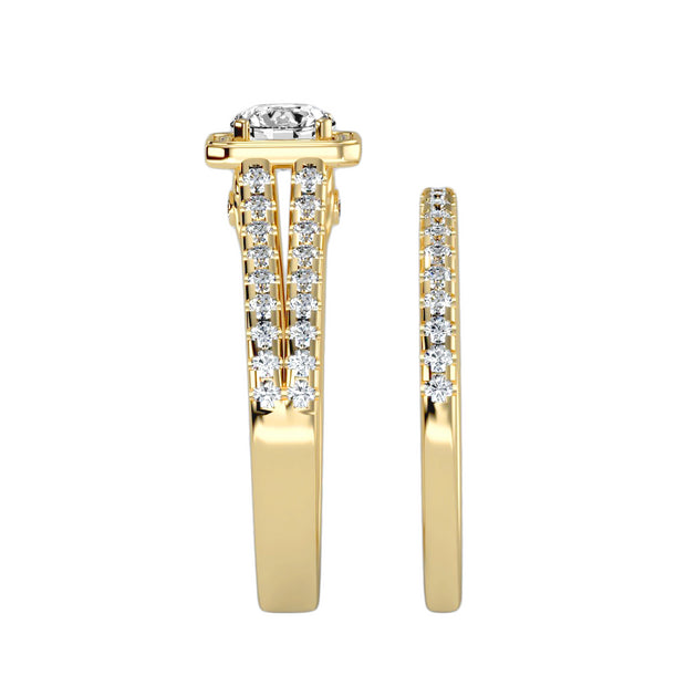 1.21 Carat Diamond 14K Yellow Gold Engagement Ring and Wedding Band - Fashion Strada