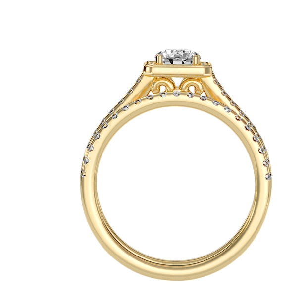 1.21 Carat Diamond 14K Yellow Gold Engagement Ring and Wedding Band - Fashion Strada