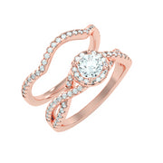 1.04 Carat Diamond 14K Rose Gold Engagement Ring and Wedding Band - Fashion Strada