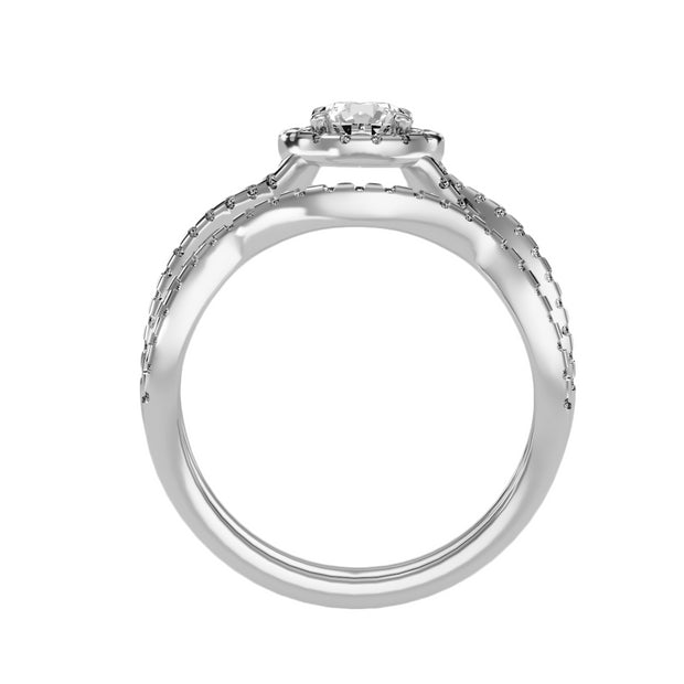 1.04 Carat Diamond 14K White Gold Engagement Ring and Wedding Band - Fashion Strada