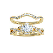 1.04 Carat Diamond 14K Yellow Gold Engagement Ring and Wedding Band - Fashion Strada