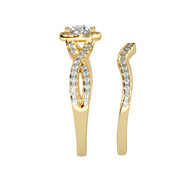 1.04 Carat Diamond 14K Yellow Gold Engagement Ring and Wedding Band - Fashion Strada