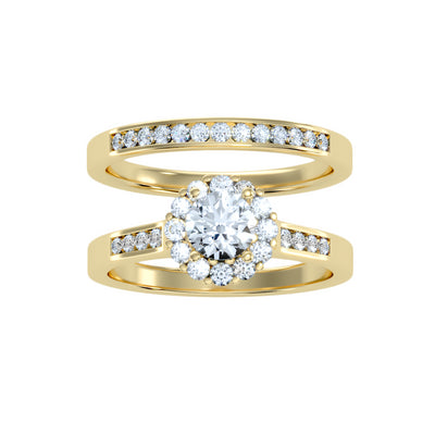 1.10 Carat Diamond 14K Yellow Gold Engagement Ring and Wedding Band - Fashion Strada