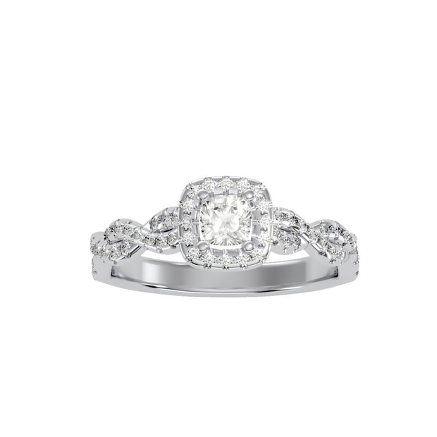 0.74 Carat Diamond 14K White Gold Engagement Ring - Fashion Strada