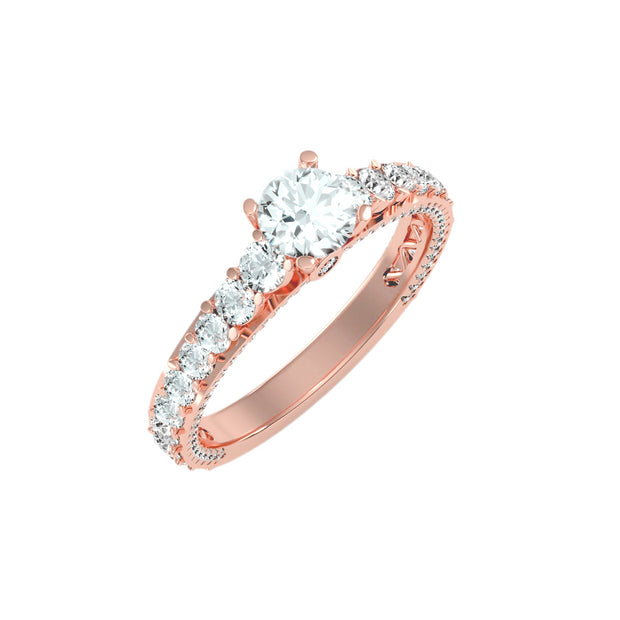 1.79 Carat Diamond 14K Rose Gold Engagement Ring - Fashion Strada