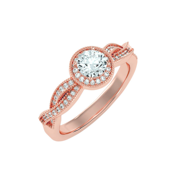 0.78 Carat Diamond 14K Rose Gold Engagement Ring - Fashion Strada