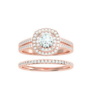 1.10 Carat Diamond 14K Rose Gold Engagement Ring and Wedding Band - Fashion Strada