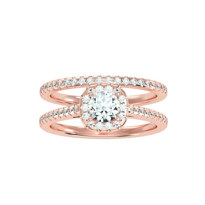 1.14 Carat Diamond 14K Rose Gold Engagement Ring and Wedding Band - Fashion Strada