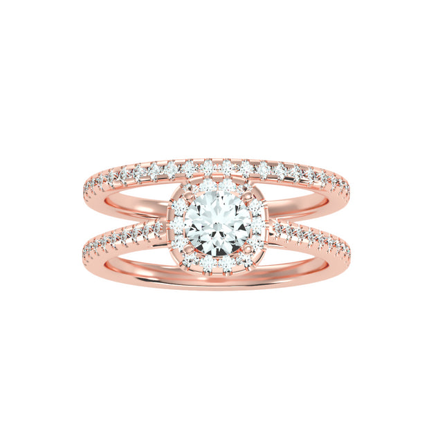 1.14 Carat Diamond 14K Rose Gold Engagement Ring and Wedding Band - Fashion Strada