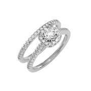 1.14 Carat Diamond 14K White Gold Engagement Ring and Wedding Band - Fashion Strada