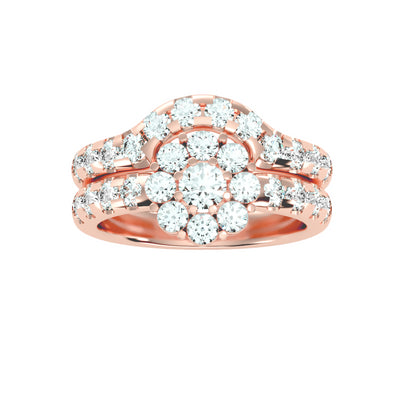 2.00 Carat Diamond 14K Rose Gold Engagement Ring and Wedding Band - Fashion Strada