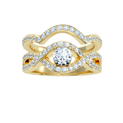 1.36 Carat Diamond 14K Yellow Gold Engagement Ring and Wedding Band - Fashion Strada