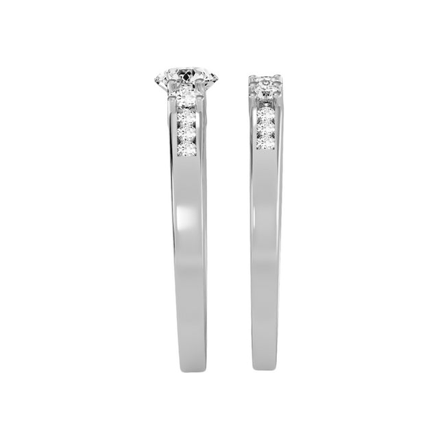 1.13 Carat Diamond 14K White Gold Engagement Ring and Wedding Band - Fashion Strada