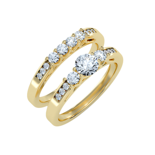 1.13 Carat Diamond 14K Yellow Gold Engagement Ring and Wedding Band - Fashion Strada