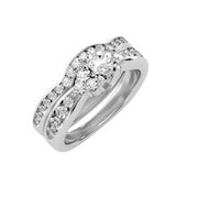 1.53 Carat Diamond 14K White Gold Engagement Ring and Wedding Band - Fashion Strada