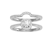 0.89 Carat Diamond 14K White Gold Engagement Ring and Wedding Band - Fashion Strada
