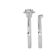 0.89 Carat Diamond 14K White Gold Engagement Ring and Wedding Band - Fashion Strada