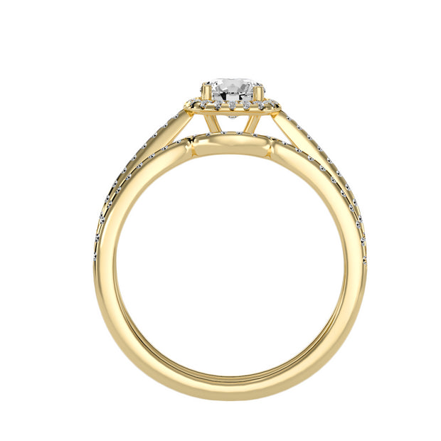 0.89 Carat Diamond 14K Yellow Gold Engagement Ring and Wedding Band - Fashion Strada