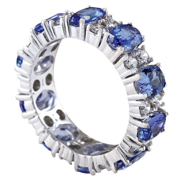 6.94 Carat Natural Tanzanite 14K White Gold Diamond Ring - Fashion Strada