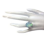 9.82 Carat Natural Opal 14K White Gold Diamond Ring - Fashion Strada