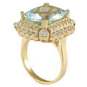 9.51 Carat Natural Aquamarine 14K Yellow Gold Diamond Ring - Fashion Strada