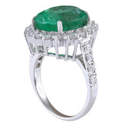 8.93 Carat Natural Emerald 14K White Gold Diamond Ring - Fashion Strada