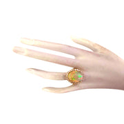 8.88 Carat Natural Opal 14K Yellow Gold Diamond Ring - Fashion Strada