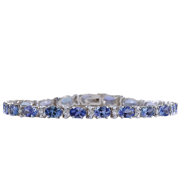 8.83 Carat Natural Tanzanite 14K White Gold Diamond Bracelet - Fashion Strada