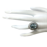 7.44 Carat Natural Aquamarine 14K White Gold Diamond Ring - Fashion Strada