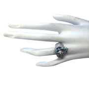 7.30 Carat Natural Aquamarine 14K White Gold Diamond Ring - Fashion Strada