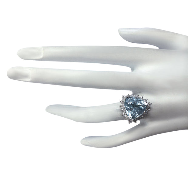 7.12 Carat Natural Aquamarine 14K White Gold Diamond Ring - Fashion Strada