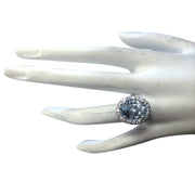 6.60 Carat Natural Aquamarine 14K White Gold Diamond Ring - Fashion Strada