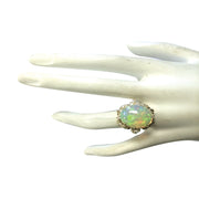 6.42 Carat Natural Opal 14K Yellow Gold Diamond Ring - Fashion Strada