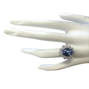 6.35 Carat Natural Tanzanite 14K White Gold Diamond Ring - Fashion Strada