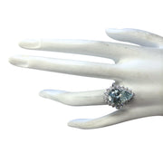 6.26 Carat Natural Aquamarine 14K White Gold Diamond Ring - Fashion Strada