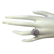 6.20 Carat Natural Kunzite 14K White Gold Diamond Ring - Fashion Strada
