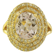 6.07 Carat Natural Morganite 14K Yellow Gold Diamond Ring - Fashion Strada