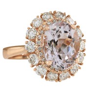 5.66 Carat Natural Morganite 14K Rose Gold Diamond Ring - Fashion Strada