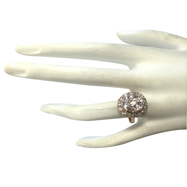 5.66 Carat Natural Morganite 14K Rose Gold Diamond Ring - Fashion Strada