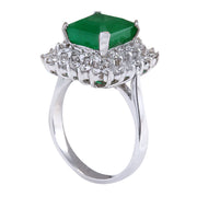 5.42 Carat Natural Emerald 14K White Gold Diamond Ring - Fashion Strada