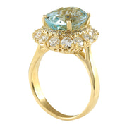 5.15 Carat Natural Aquamarine 14K Yellow Gold Diamond Ring - Fashion Strada