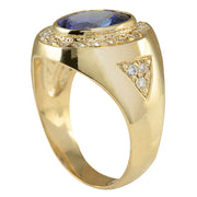 4.95 Carat Natural Tanzanite 14K Yellow Gold Diamond Ring - Fashion Strada