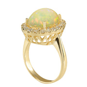 4.90 Carat Natural Opal 14K Yellow Gold Diamond Ring - Fashion Strada