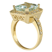 4.85 Carat Natural Aquamarine 14K Yellow Gold Diamond Ring - Fashion Strada