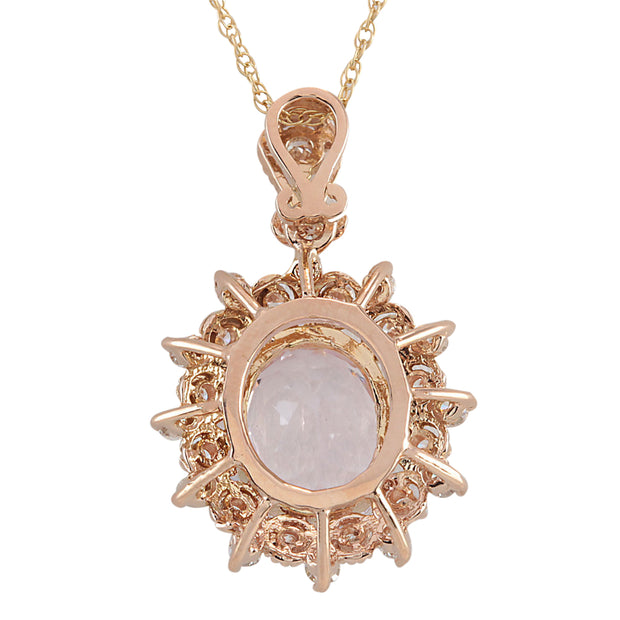 4.79 Carat Natural Morganite 14K Rose Gold Diamond Necklace - Fashion Strada