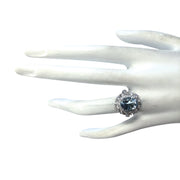 4.40 Carat Natural Aquamarine 14K White Gold Diamond Ring - Fashion Strada